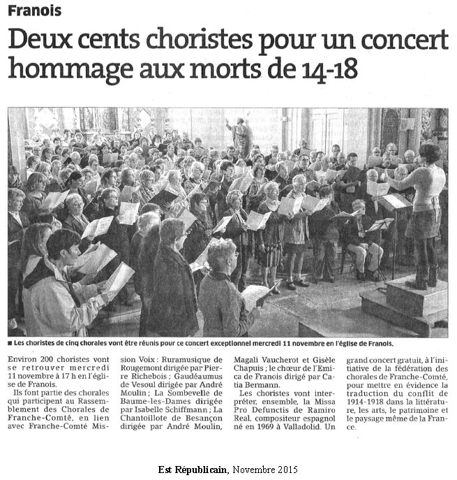 Article Est républicain concert Requiem à Franois - novembre 2015